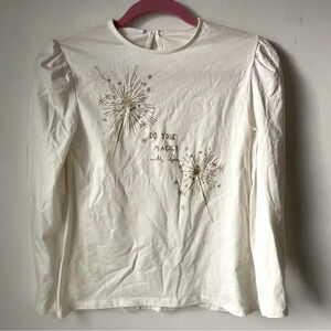 NWT Zara kids‎  warm white top with gold sparkler graphic